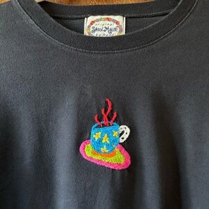 Vintage Swan Magic Hand Embroidered Long Sleeve Mug Design 100% Cotton Size M